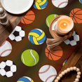 thumbnail image 2 of Brown Balls Cotton Linen Table Runner for Dining Kitchen, Baseball Tennis Basketball Football Wedding Outdoor Party Tablerunners Decoration, Dresser Scarf Coffee Tablecloth Runners 13x108 Inches, 2 of 9