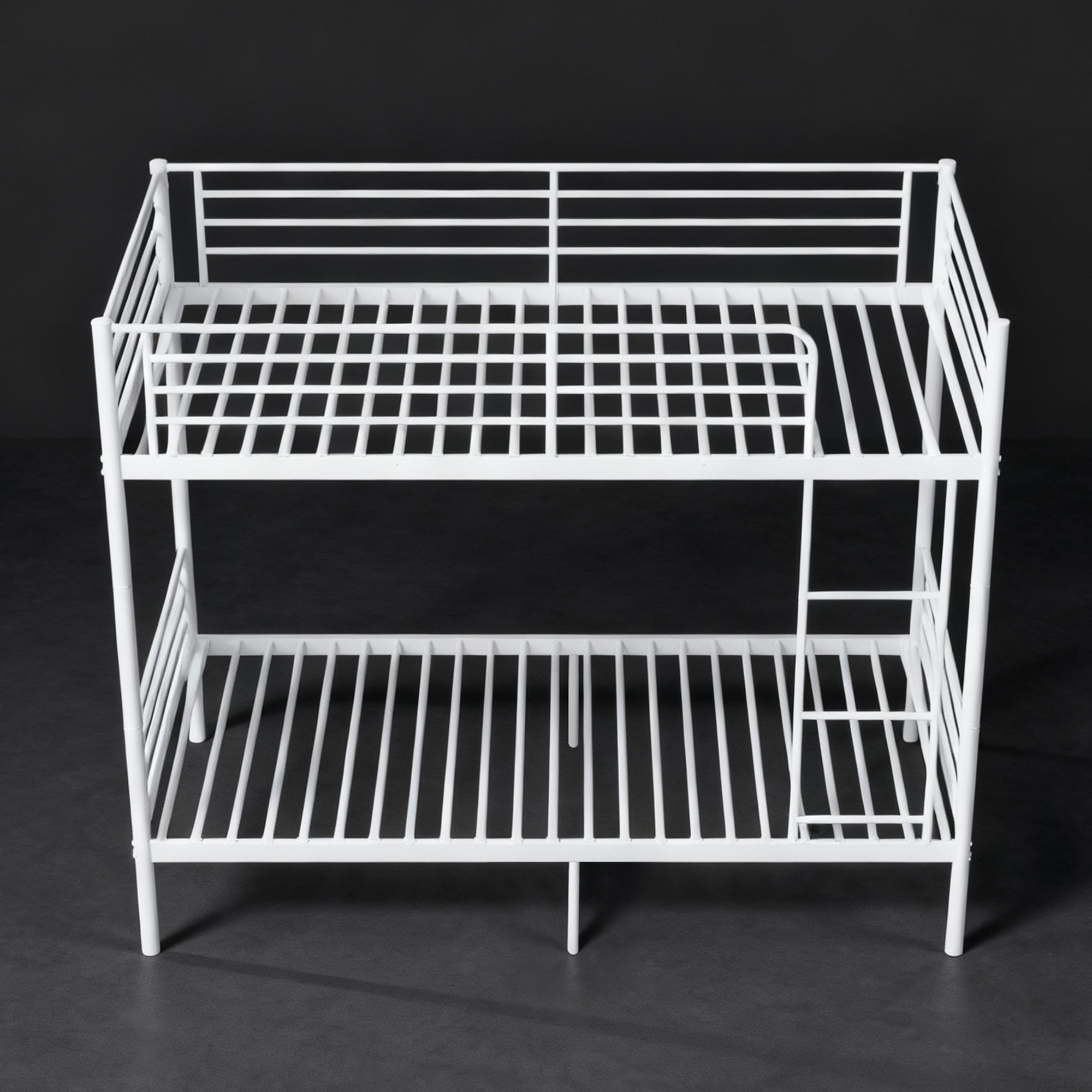 Leumius Twin over Twin Bunk Bed,Metal Bed Frame with Ladder and Guardrail,Noise Free,Easy Assemble,Able to Split 2 Bed,White