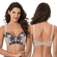 thumbnail image 5 of Curve Muse Women's Plus Size Unlined Underwire Lace Bra with Cushion Straps-Grey,Nude-Size:36DD, 5 of 7