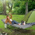 thumbnail image 2 of Outsunny Folding Camping Cot for Adults with Mattress Pillow Light Grey, 2 of 9
