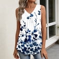 thumbnail image 5 of Iaqnaocc Womens Tank Tops 2026 Summer Sleeveless Loose Fit Floral Print Boho Tunic Dressy Casual V Neck Womens Fashion Clothes Dark Blue XXL, 5 of 6