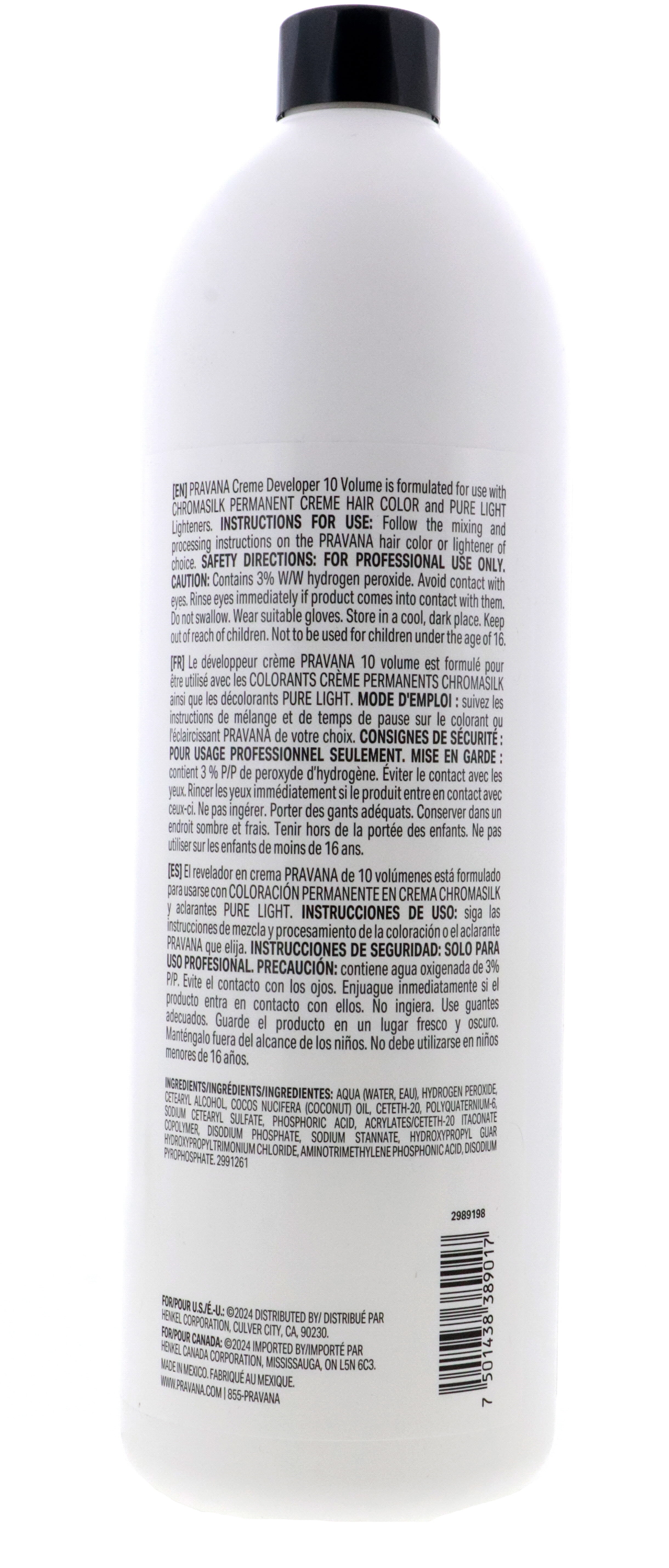 Pravana ChromaSilk Creme Developer 32oz - 10 Volume