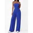 thumbnail image 6 of PRETTYGARDEN Womens Trendy Strapless Rompers Ruched Tube Top Wide Leg One Piece Jumpsuits Beach Vacation Summer Outfits, 6 of 7