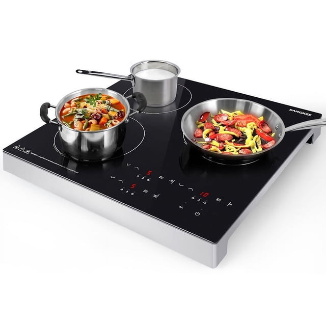 Parrilla de Inducción Eléctrica Sangkee 3 Quemadores 2000W 10 Niveles de Temperatura