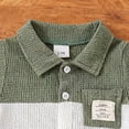 thumbnail image 5 of KPOPLK Baby Boy Polo Romper Pajama Short Sleeve Color Block Ribbed Knit Collared Cotton One-Piece Jumpsuit PJM Sleepwear Bodysuit 0-24M Size 6-9 Months,Green, 5 of 9