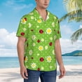 thumbnail image 3 of Xecao Daisies And Ladybugs Print Hawaiian shirt - A Stylish Short-Sleeve Button-Down for Men, Perfect for Casual Beach and Tropical Outings.,Medium, 3 of 7