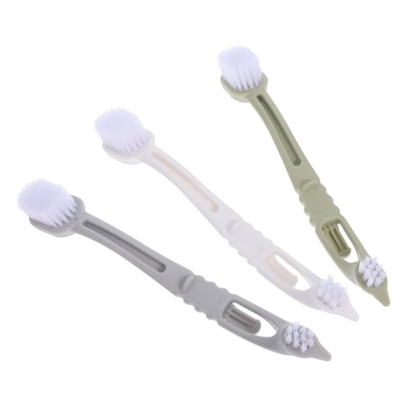 OUNONA 3-Piece Small Animal Cage Cleaning Brushes with Handles and Dual- Design for Easy Pet Care