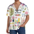 thumbnail image 3 of Sigee Spring Flowers Birds Print Men's Shirts Casual Button Down Short Sleeve Summer Beach Shirt Hawaiian Vacation Shirts Tee Shirt-Small, 3 of 7