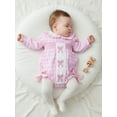 thumbnail image 5 of Gzhioc Baby Girl Bubble Romper Plaid Print Bow Embroidery Doll Collar Long Sleeve Bodysuit, 5 of 9