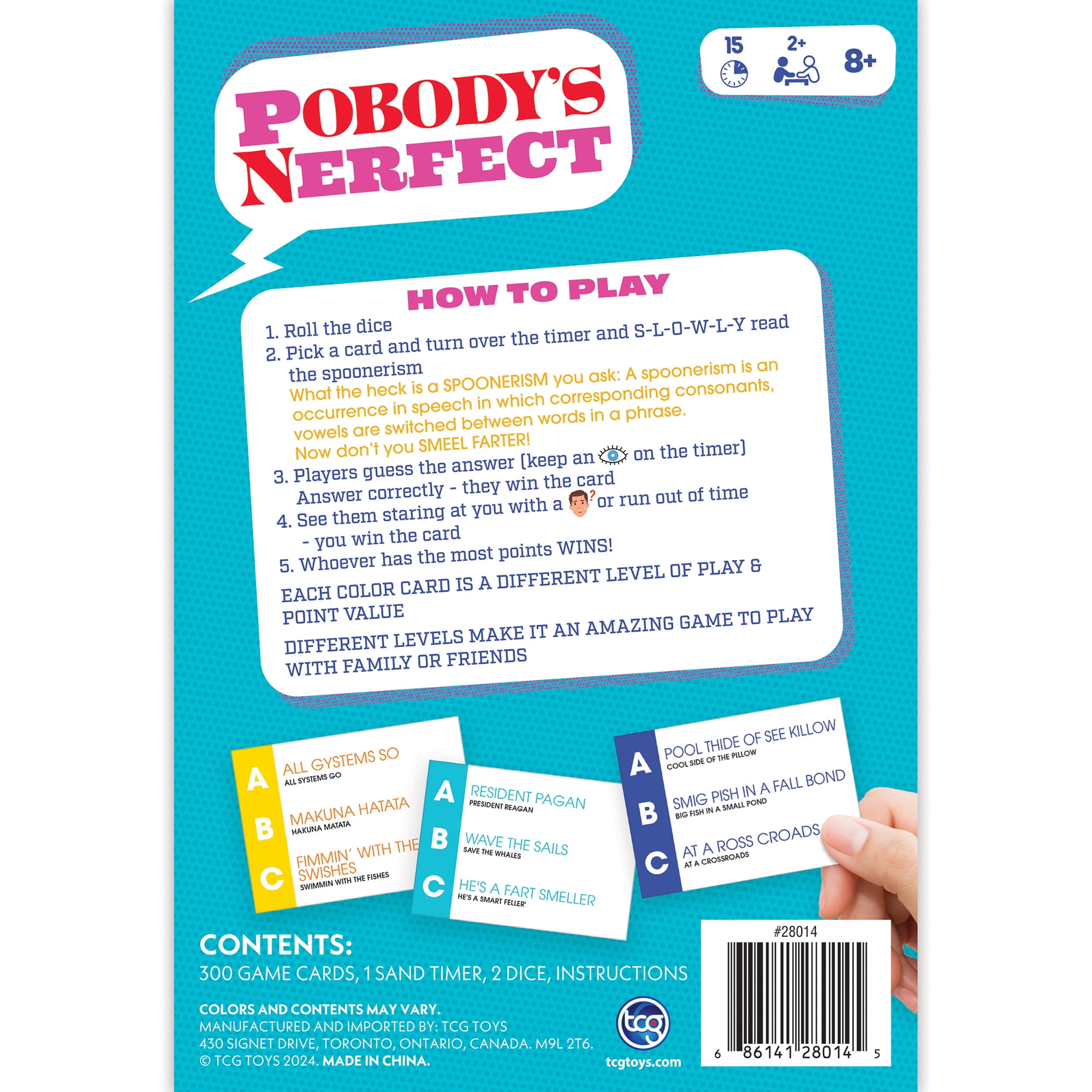 Longshore: Pobody's Nerfect Game - Party Game, 300 Sturdy Cards, 900 Hilarious Spoonerisms, 3 Levels of Play, Kids Ages 8+, 2+ Players, 15 Min