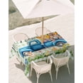 thumbnail image 3 of 60x84 Inch Outdoor Tablecloth with Umbrella Hole Zipper Rectangle Green Plaid Easter Rectangular Tablecloths Outside Waterproof Blue Truck Spring Floral Bunny Animals Patio Table Cover for Picnic, 3 of 8