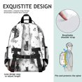 thumbnail image 5 of Black Cat and Butterfly White Pattern Backpack for School, Cute School Bag with Adjustable Shoulder Straps and Padded Back, 15.25"x11.5"x5.25", 5 of 5