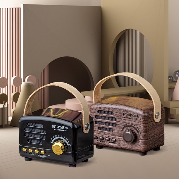 Altavoz Bluetooth Portátil Ganfancp Nostalgic Plug-In Wireless Audio Radio FM Upgrade Altavoz Bluetooth Largo con Asa