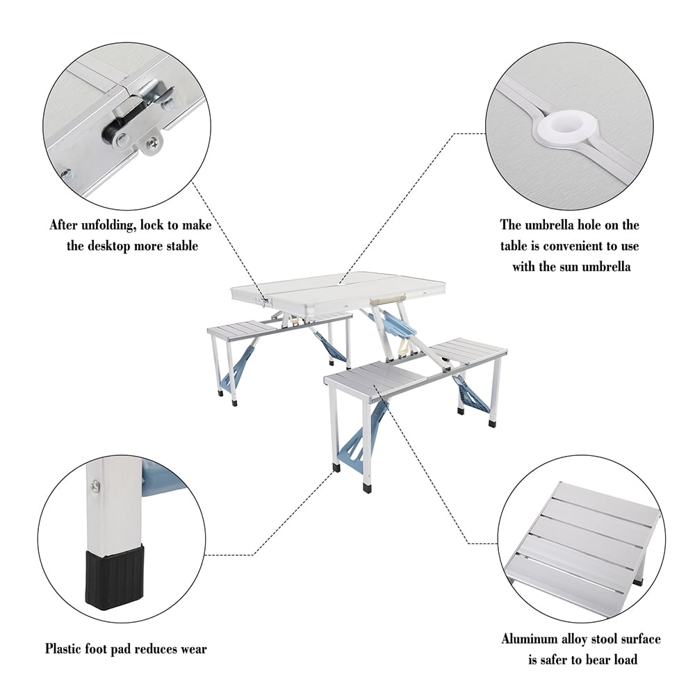 1 Piece Folding Table and Chair Aluminum Alloy