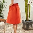 thumbnail image 3 of VUPSGEZ Skater Skirt Features Elastic Waist Band Women Elastic High Waist Boho Maxi Skirt Casual Drawstring A Line Long Skirt Women'S Cotton Eyelet Midi Skirt(Orange,L), 3 of 6