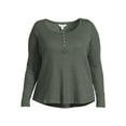 thumbnail image 5 of Terra & Sky Women's Plus Size Waffle Tee with Long Sleeves, Sizes 0X-4X, 5 of 5