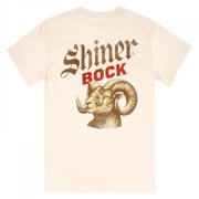 Shiner Beers 896549-medium Bock Bottle Label Beige Colorway Front & Back Print T-Shirt - Medium