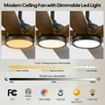 thumbnail image 6 of Smart Ceiling Fan 60-inch, Alexa/Tuya App, Modern Farmhouse Damp Rated Wooden 6 Blades Large Airflow Indoor Outdoor Quiet Reversible DC Fan for Living Room Porch, 6 of 10