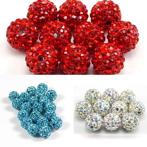 Crystal Beads Bulk 20pcs 8mm 10mm 12mm Gold Paved Crystal Beads Disco Paved Balls