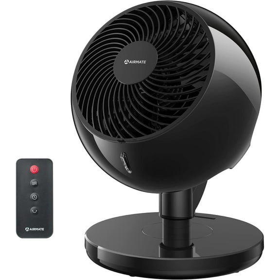 AIRMATE Large Circulator Fan 10 Speeds 12-inch with Remote and Timer Black