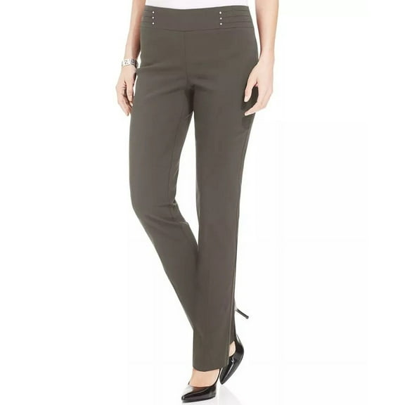 JM Collection BROWN CLAY Women's Studded Pull-On Tummy Control Pants, US Small