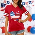 thumbnail image 2 of WAYUTE Women'S T-Shirts Colorful Stars & Stripes And Heart Pattern Short Sleeve V Neck Celebrate America'S 250Th Anniversary For 4Th Of July Party Liberty Tees,Red,Xxl, 2 of 4