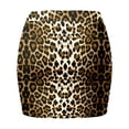 thumbnail image 6 of Leopard Mini Skirts for Women High Waist Side Slit Built in Shorts Stretchy Bodycon Pencil Brown L, 6 of 7
