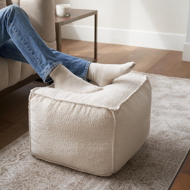Puf otomano ZICOTO, hermoso reposapiés con forma de boucle, 50 x 50 x 37 cm