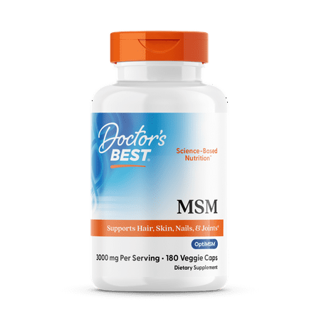 Doctor's Best MSM with OptiMSM, Non-GMO, Gluten Free, Vegan, Joint Support, 1000 mg, 180 Veggie Caps