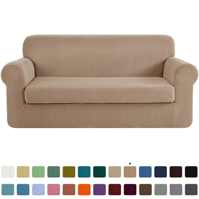 CHUN YI Stretch 2-Piece Checks Sofa Cover with Cushion Cover Slipcover