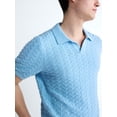 thumbnail image 4 of Free Assembly Men's Wavy Stitch Cotton Polo Sweater with Short Sleeves, Sizes S-3XL, 4 of 6