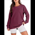 thumbnail image 2 of Sudaderas de Gran Tamaño para Mujer, Cuello Redondo, Larga, Sudaderas con Cremallera Lateral, Ropa de Otoño 2025 Vino Tinto L, 2 of 9