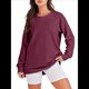thumbnail image 2 of Sudaderas de Gran Tamaño para Mujer, Cuello Redondo, Larga, Sudaderas con Cremallera Lateral, Ropa de Otoño 2025 Vino Tinto XL, 2 of 9