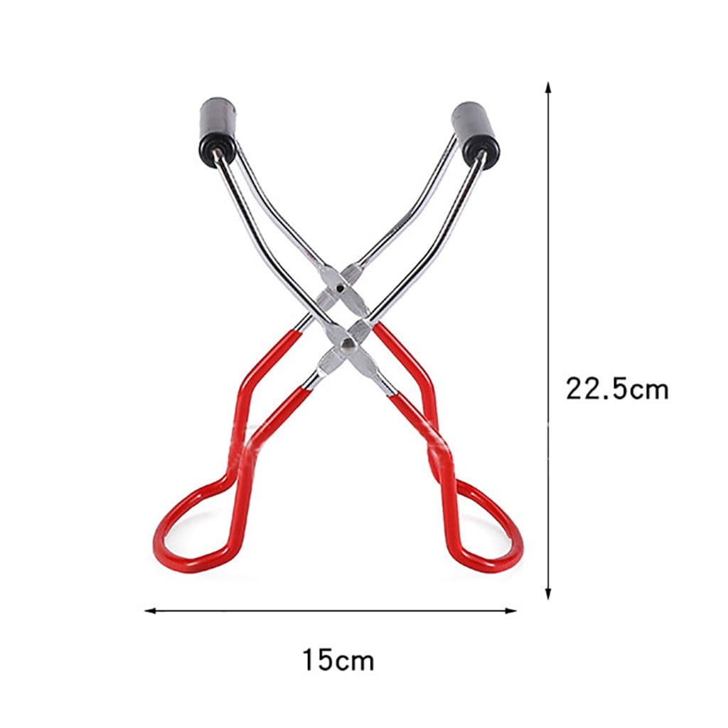 Long Handle Canning Tongs Stainless Steel Lifter Cans Gripper Clamp Canned Clip for Kitchen Wide-Mouth and Regular Jars Safe and Secure Grip Canning Jar Lifter Tongs with Rubber Grips Red