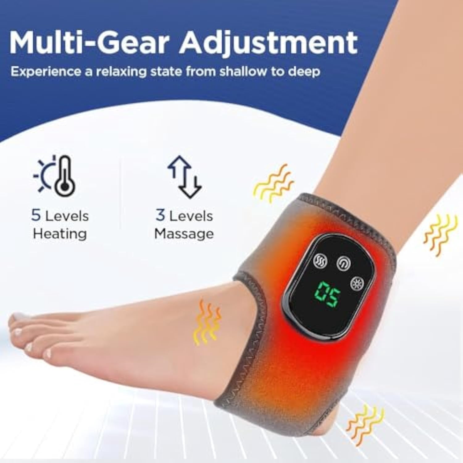 Tryemsense Foot Massager, Sweevly 3-in-1 Foot Massager, with Heated Ankle Wrap, 3 Vibration Mode, 5 Heat Leavel, Suitable for Parents (2Pcs)