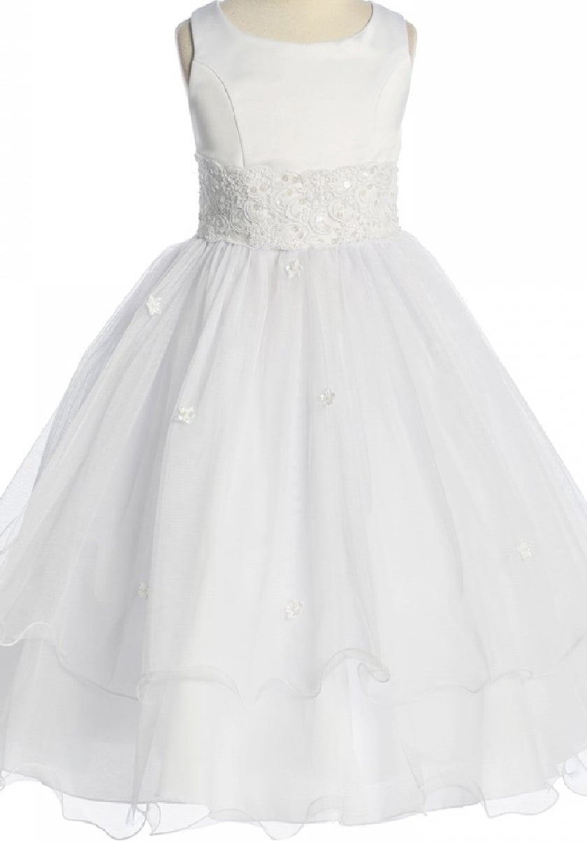 white flower girl dress size 16