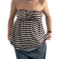 thumbnail image 1 of Argulvti Women Tube Top, Strapless Backless Solid/Stripes Vest Pleated Summer Tops, 1 of 9