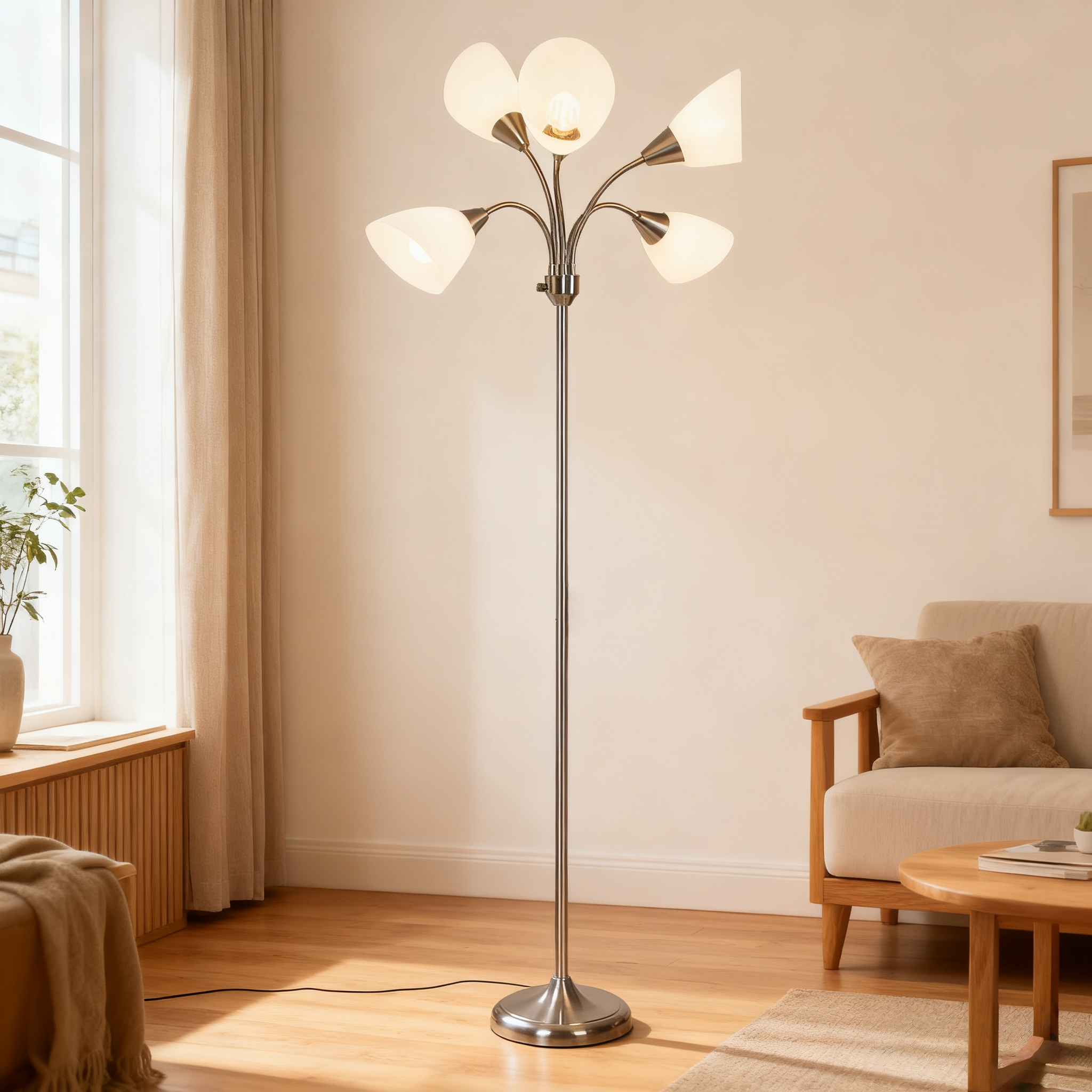 HonoDing 68-Inch Medusa Floor Lamp with 5 Adjustable Heads photo 5