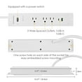 thumbnail image 2 of Recessed 3-Outlet PD20w Surge Protector Power Socket with 1 PD20W + 1 QC3.0 Ports, 6Ft, 2 of 6