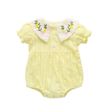 

Toddler Kids Casual Jumpsuit Baby Girls Peter Pan Collar Floral Romper Bodysuit Casual Clothes