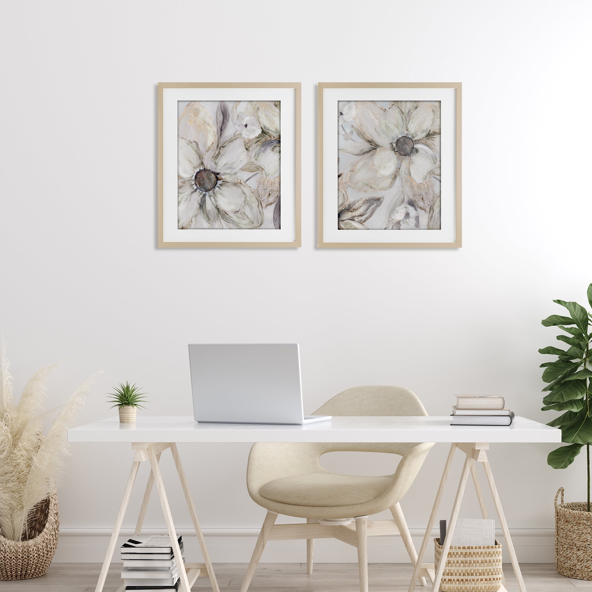 Stupell Industries Sandstone Tinted Blooms 2 Piece Birch Framed Print Under Glass Set, design by Carol Robinson
