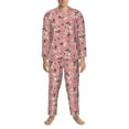 thumbnail image 3 of Salouo Rose Flowers Print Button-Front Long Sleeve Pajama Set for Men, Soft 2Pjs Men's Long Sleeve Sleepwear-Small, 3 of 7