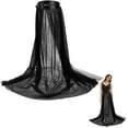 thumbnail image 1 of Falda larga de tul negro de 122 cm, de poliéster, de malla transparente, tutú, maxifaldas de cintura alta, desmontable, para cubrir bikini, vestido de encaje., 1 of 5