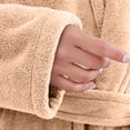 thumbnail image 4 of SELONE Fluffy Bathrobes for Women Coral Fleece Robe Lace up Long Sleeve Sleepwear with Pockets Spa Shower Housecoat, 4 of 8