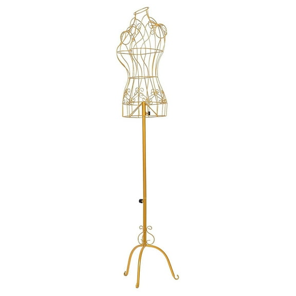 yotijay Female Mannequin Adjustable Height Iron with Tripod Base Torso Half Body Manikin Gold