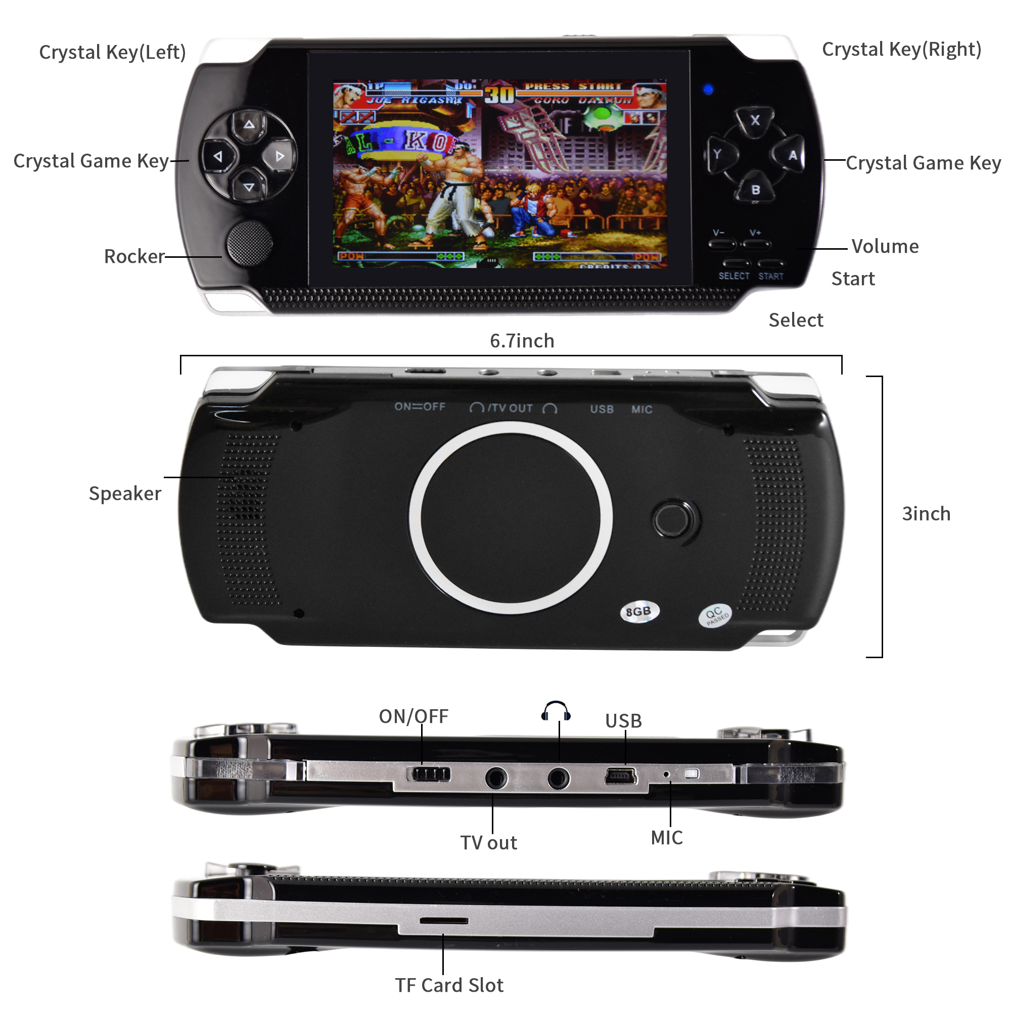 SEEKFUNNING PSP Handheld Game Machine X6 , 8GB , 4" HD Color Screen, Over 3000 Free Games, Black - image 2 of 8
