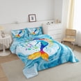 thumbnail image 3 of Manfei Ocean Mermaid 2-Piece Bedding Set Toddler Size,Gradient Blue Marble Comforter Set Ocean Animal Quilt for Kids Girls Children Women Room,Girly Marine Princess Life Breathable Bedding Set, 3 of 8