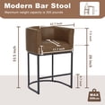 thumbnail image 2 of ClinQ 26" Counter Height Bar Stools Set of 3, PU Leather Barrel Bar Chairs with Back and Arms for Kitchen Island, Brown, 2 of 13
