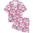 thumbnail image 5 of CONFREE Halloween Women's Pajama Sets Short Sleeve Satin Sleepwear Tops Shorts Hallowmas Pumpkin Ghost Pjs for Women Cozy Nightwear, 5 of 5