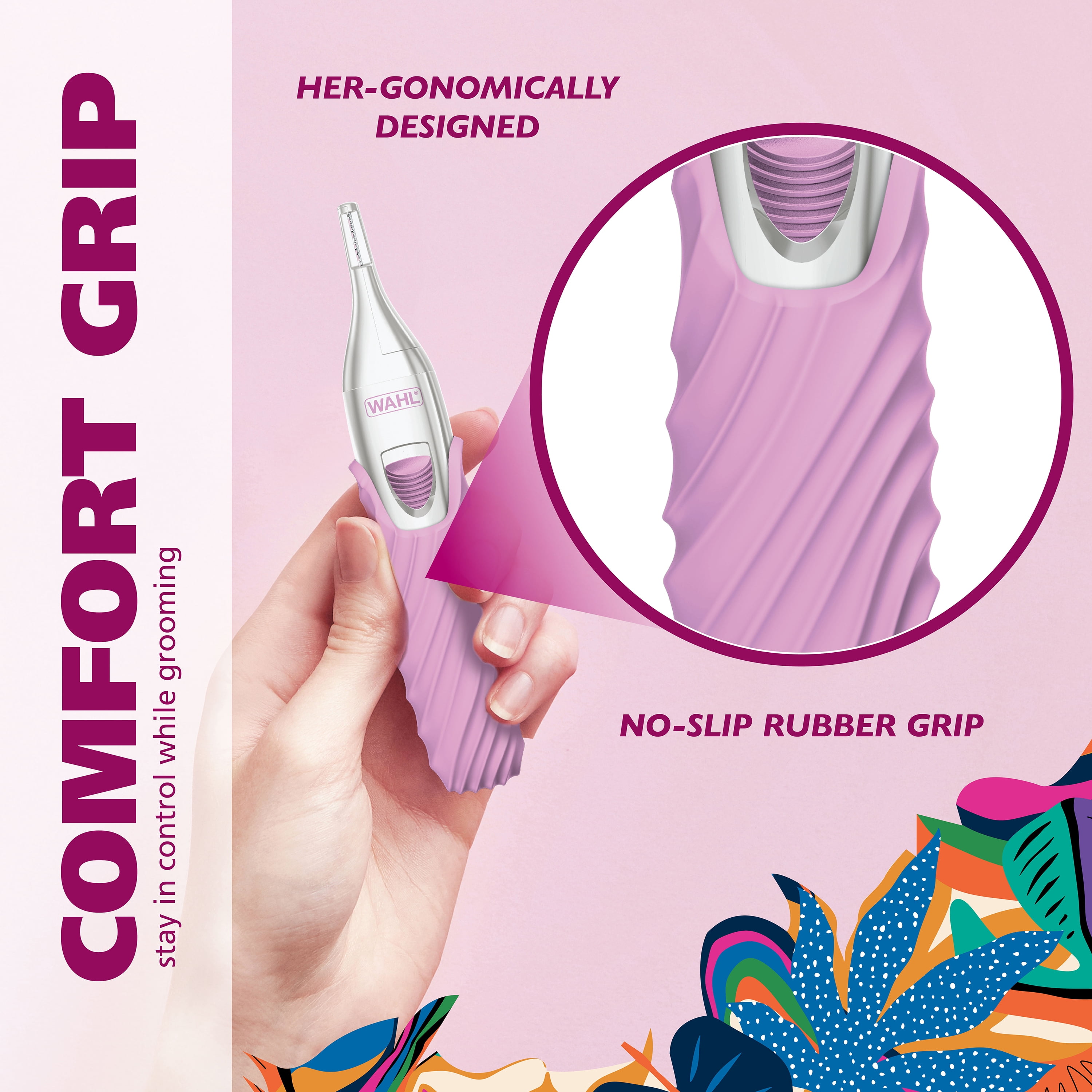 Wahl Be Radiant Facial Refiner, Wet/Dry Trim Shave, Rechargeable Pink-Silver - 3031334